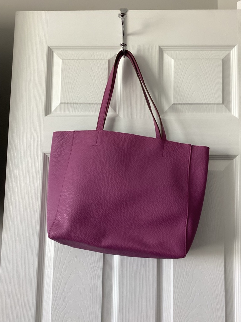 Nicole Miller Pebbled Tote in Magenta - Picture 3 of 4